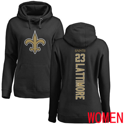 New Orleans Saints Black Women Marshon Lattimore Backer NFL Football #23 Pullover Hoodie Sweatshirts->women nfl jersey->Women Jersey